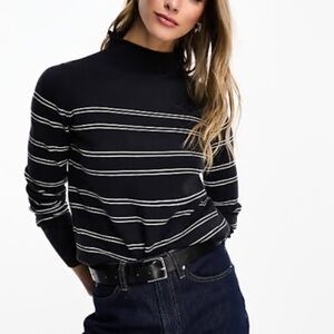 French Connection Babysoft Sky Stripe Roll Neck sweater Black White Striped S